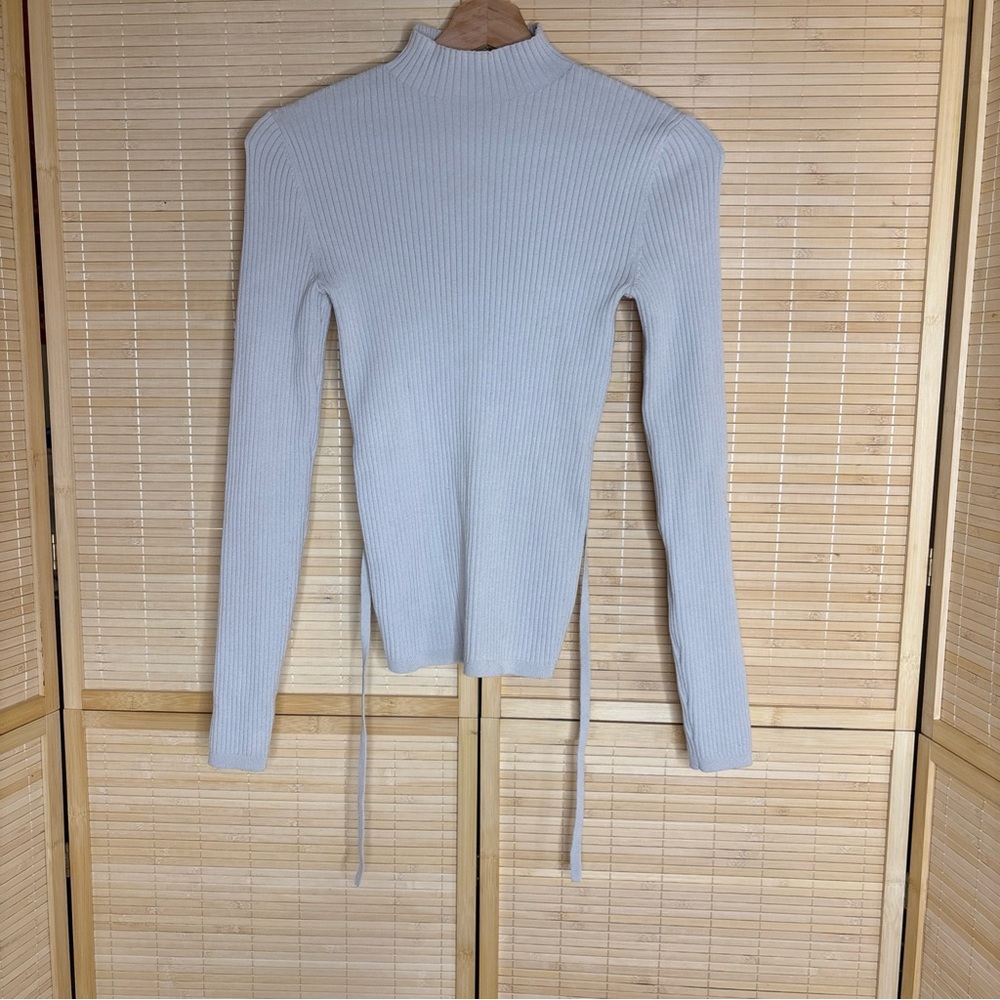 Aritzia Babaton Mock Turtleneck Top Open Lower Back with Tie XS